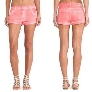 Wildfox Coral Pink Rolled Denim Michelle Shorts S… - image 1